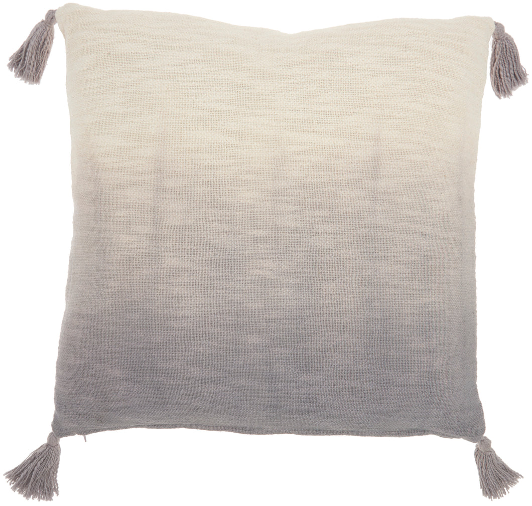 Mina Victory Life Styles Ombre Tassels Grey Throw Pillow AQ130 - Throw 22