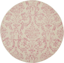 Load image into Gallery viewer, Nourison Jubilant JUB09 White and Pink 5&#39; Round Farmhouse Area Rug JUB09 Ivory/Pink

