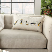 Load image into Gallery viewer, Mina Victory Plushlines Queen Bee 5 Bees Multicolor Throw Pillow CH344 12&quot;X22&quot;
