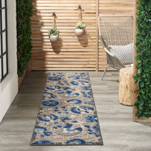 Load image into Gallery viewer, Nourison Aloha 12&#39; Runner Blue Patio Area Rug ALH17 Natural/Blue

