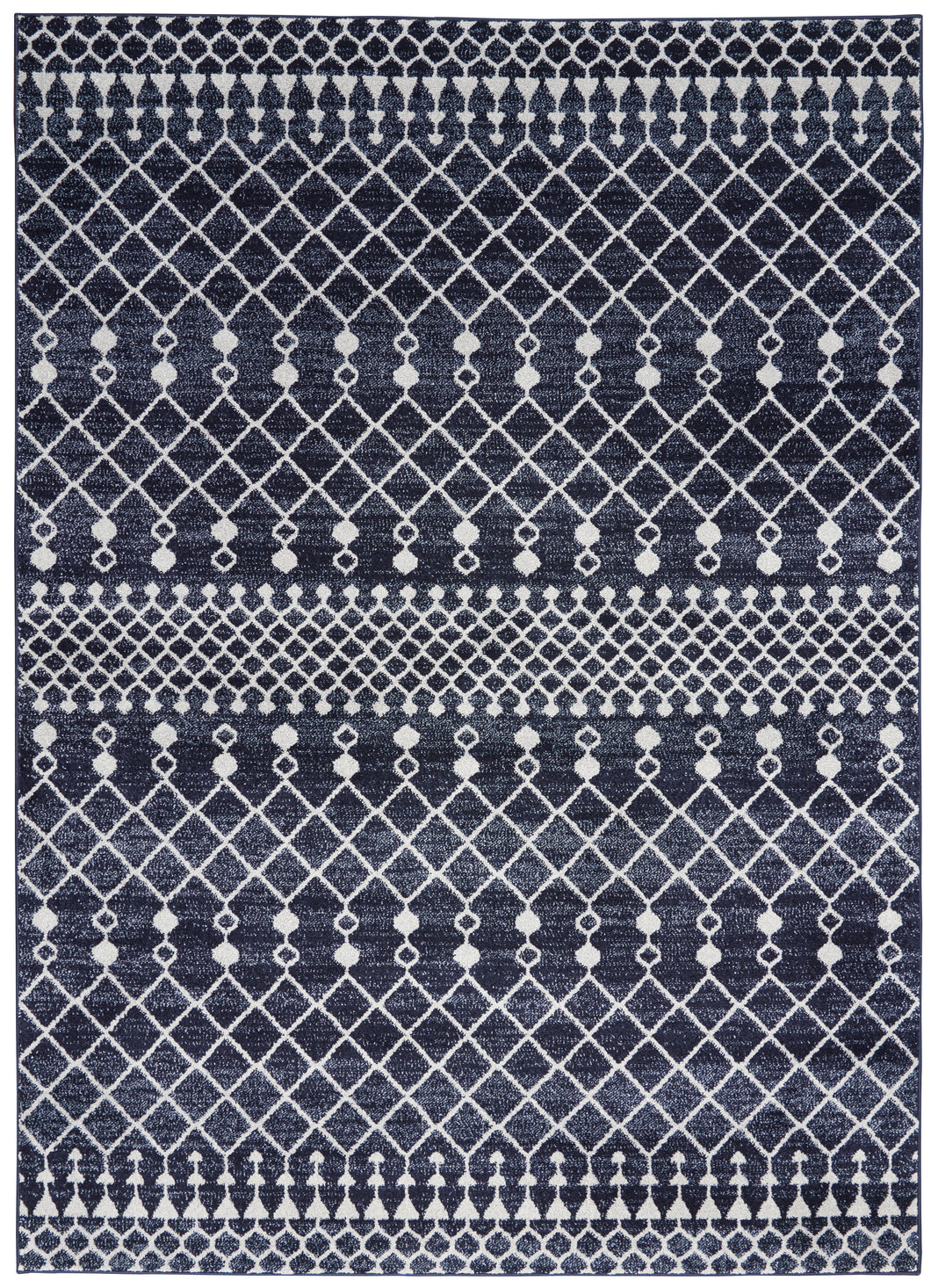 Nourison Palermo 3' x 5' Navy and Grey Distressed Bohemian Area Rug PMR03 Navy/Grey