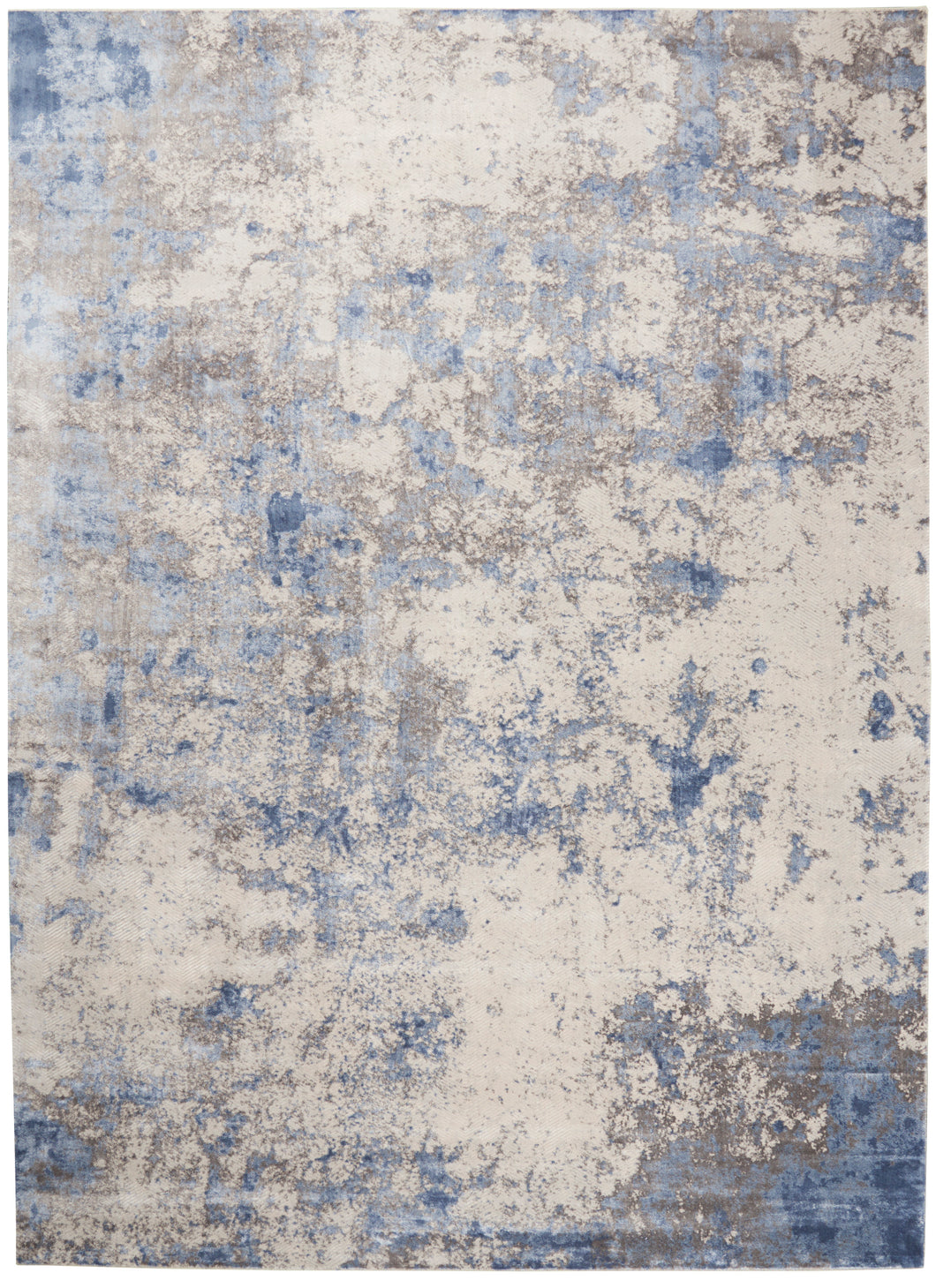 Nourison Silky Textures 9' x 13' Area Rug SLY04 Blue/Ivory/Grey