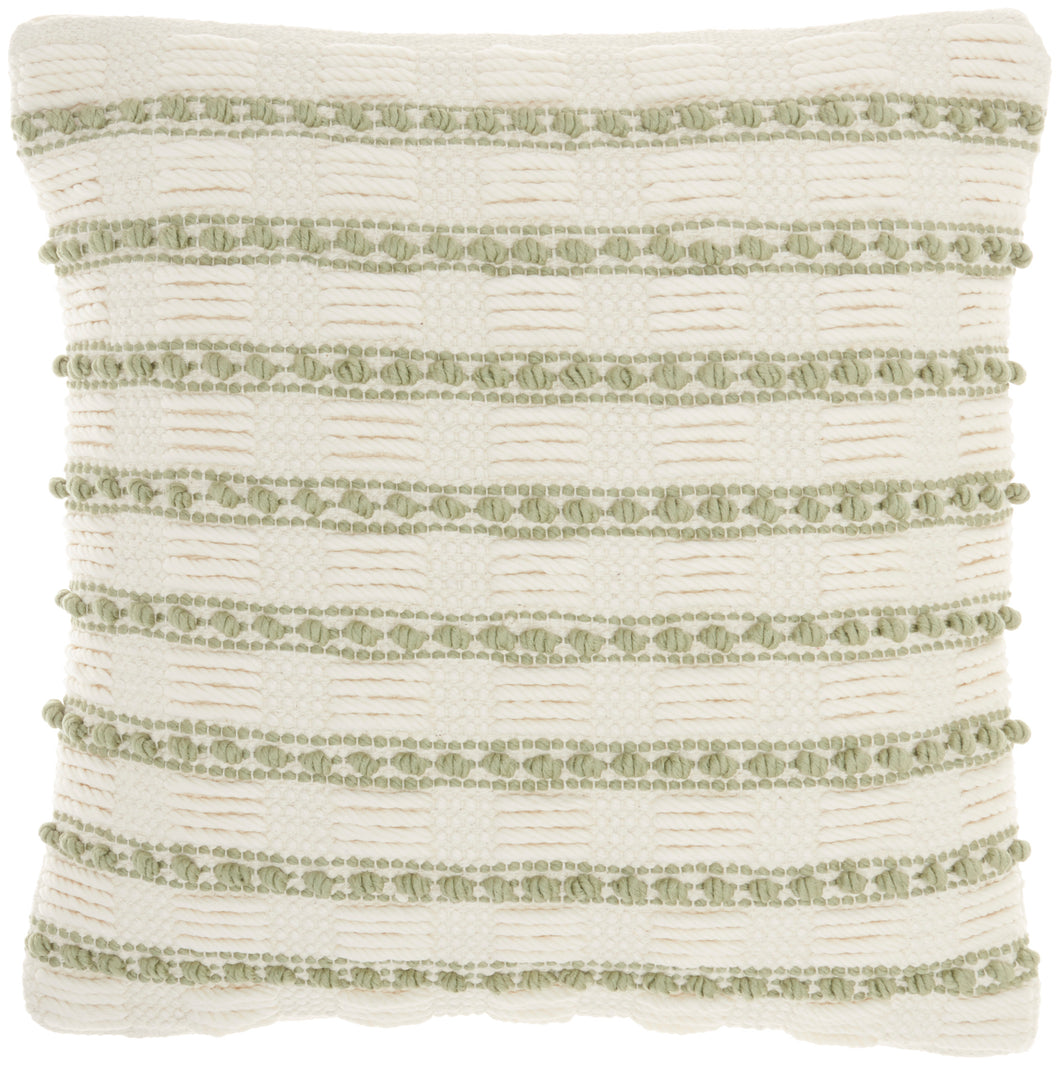 Mina Victory Life Styles Woven Lines and Dots Sage Throw Pillow GC384 18