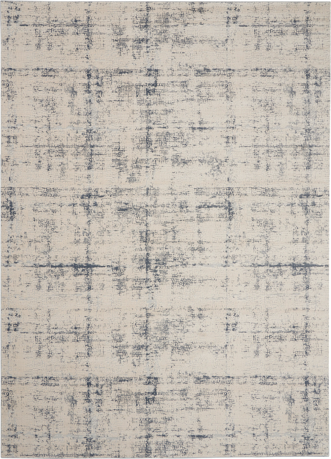 Nourison Rustic Textures RUS06 Ivory and Grey 9'x13' Oversized Textured Rug RUS06 Ivory/Blue