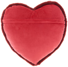 Load image into Gallery viewer, Mina Victory Faux Rabbit Fur Heart Deep Red Throw Pillow SN103 18&quot;X18&quot;
