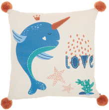 Load image into Gallery viewer, Mina Victory Plush Unicorn Whale Multicolor Throw Pillow CR895 16&quot;X16&quot;
