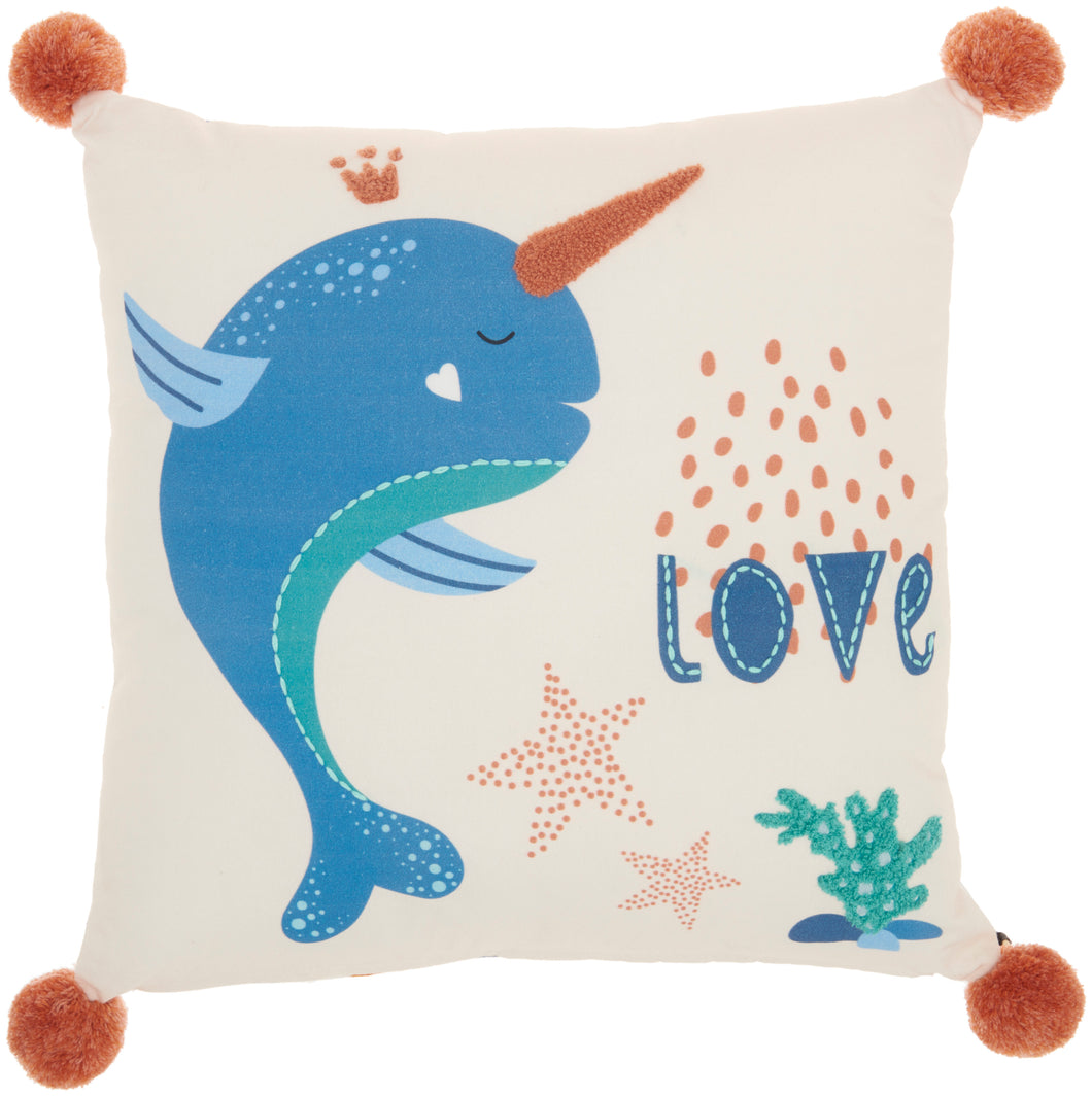 Mina Victory Plush Unicorn Whale Multicolor Throw Pillow CR895 16
