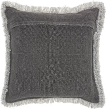 Load image into Gallery viewer, Mina Victory Life Styles Stonewash Fringe Charcoal Throw Pillow E0450 20&quot;X20&quot;
